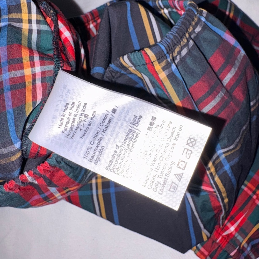 Crewcuts Girls Plaid Smocked Embroidered Top Long Sleeve Red Black Size M age 8 - Picture 7 of 9
